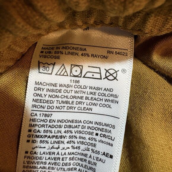 Old Navy Linen Pants Womens M Mustard Yellow Elastic Waist Boho Coastalcore - Picture 4 of 9